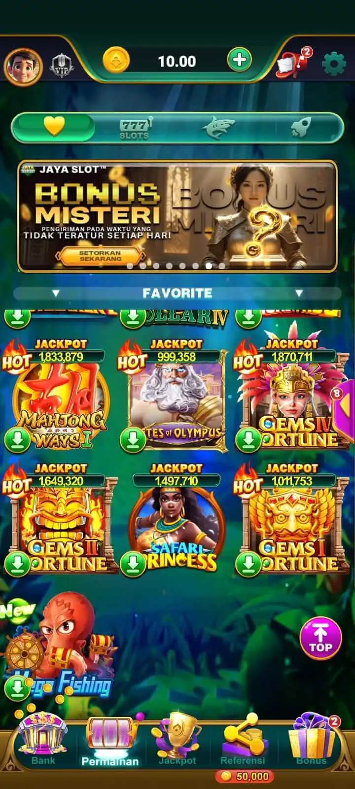 Jaya Slots YONO app download screen on Android showing signup and bonus info